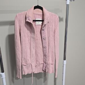 Vntg Sz M L.O.G.G H&M Pink Cotton Knit Cardigan For Women